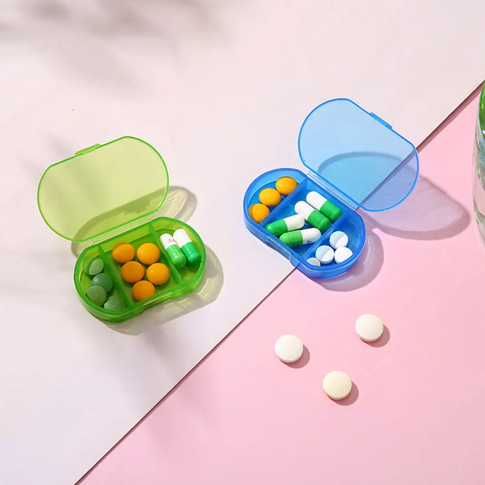 Pill Box Mini Pill Case 3 Grids Tablet Pill Organizer Case Dispenser Travel Tablet Holder Container Medicine Drug Storage Box