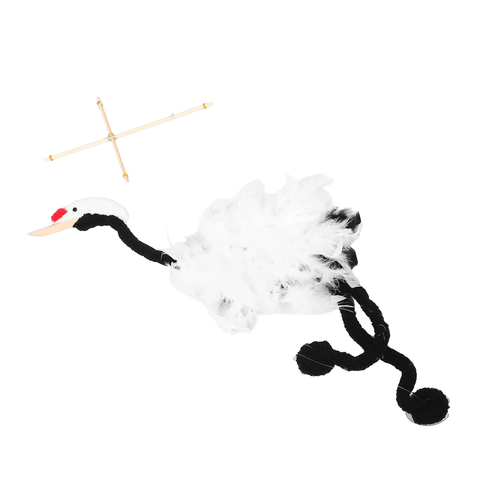 Creative Crane Marionette Wooden Puppet Soft Plume Strings Interactive Performance Educational Play Figure Plume