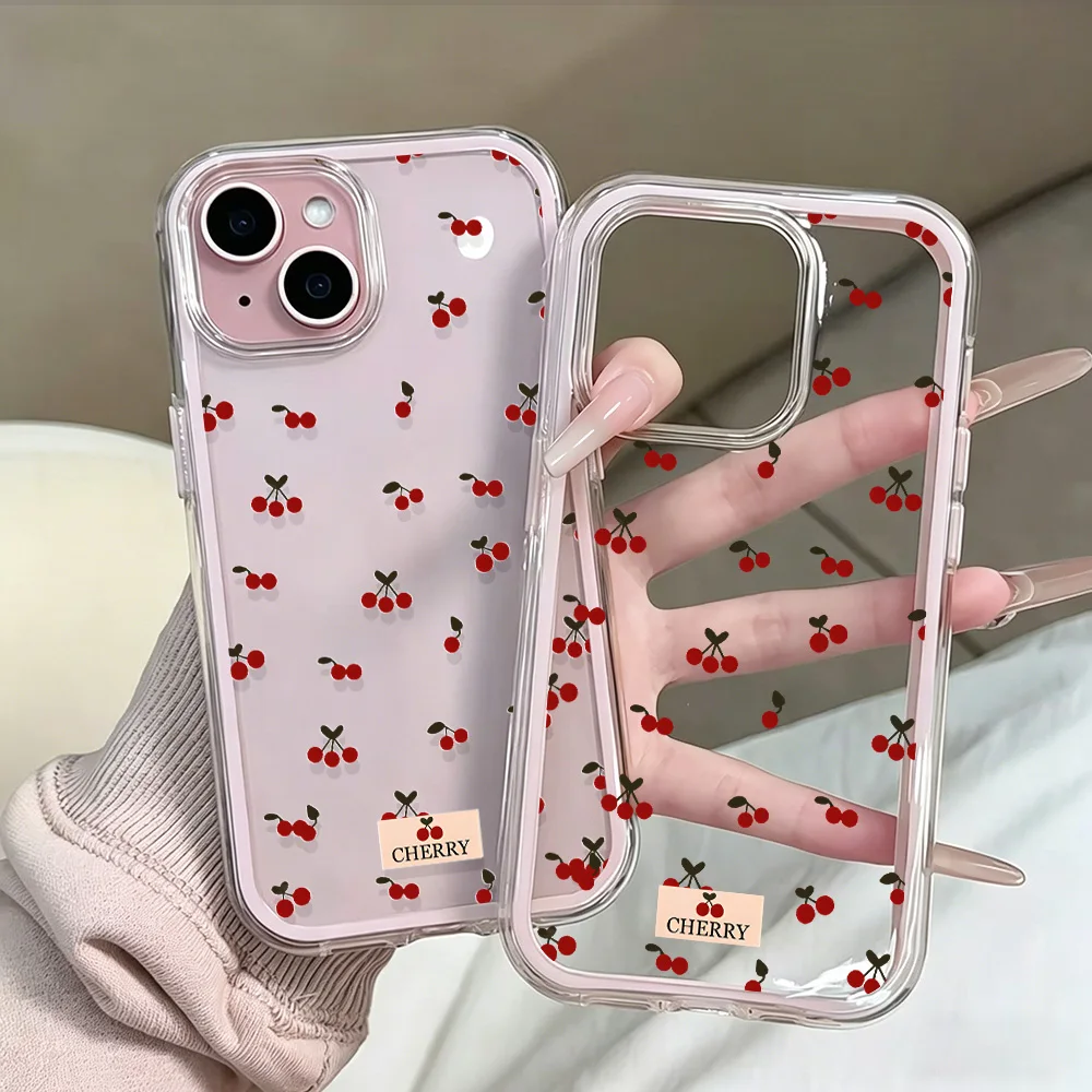 Koreanische Niedliche Kirsch-INS Transparente Handyhülle für iPhone 17 13 16 15 11 12 14 Pro Max 17 Air XR X Hülle Silikon Stoßfeste Weiche Abdeckung – Detail 6
