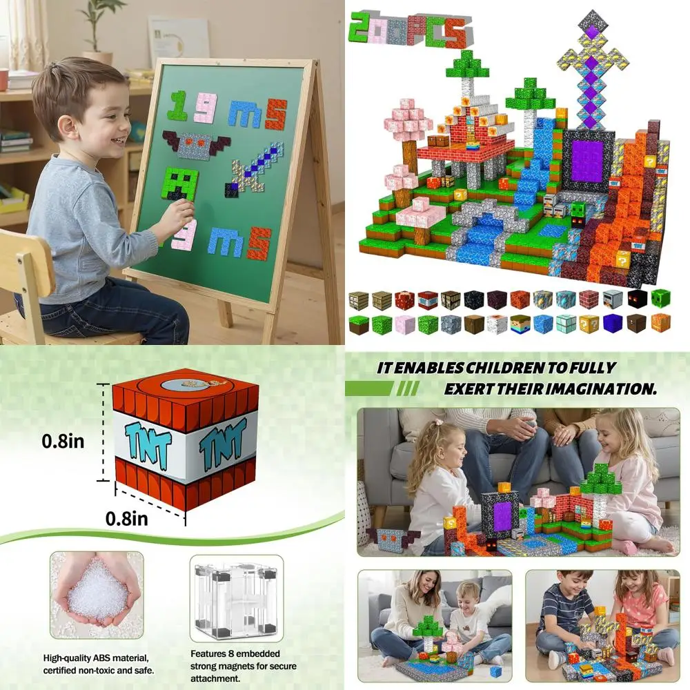 Magnetische bouwstenen - 200 stuks, 0,8 kubussen voor kinderen vanaf 3 jaar, STEM-speelgoed voor kinderen van 3-12 jaar, bouwvaardigheidtegels, ideale verjaardag
