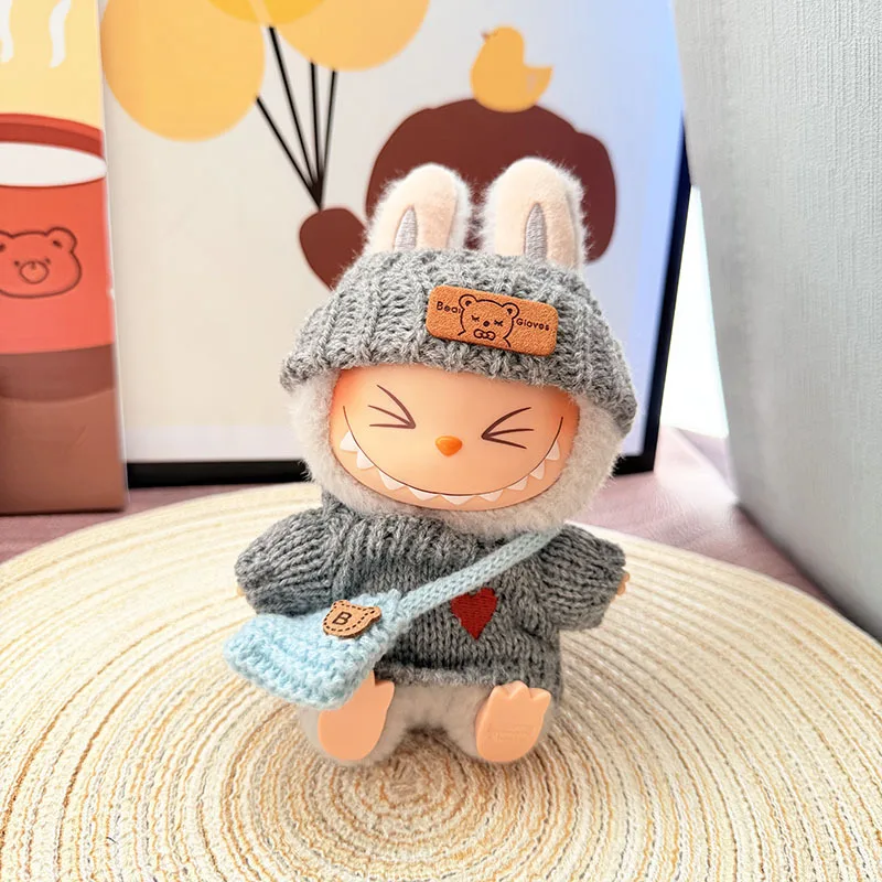 Labubu 인형 옷 수영복 귀여운 상어 슬리퍼 15-17Cm 봉제 인형 안경 밀짚 모자, labubu 액세서리 휴일 선물