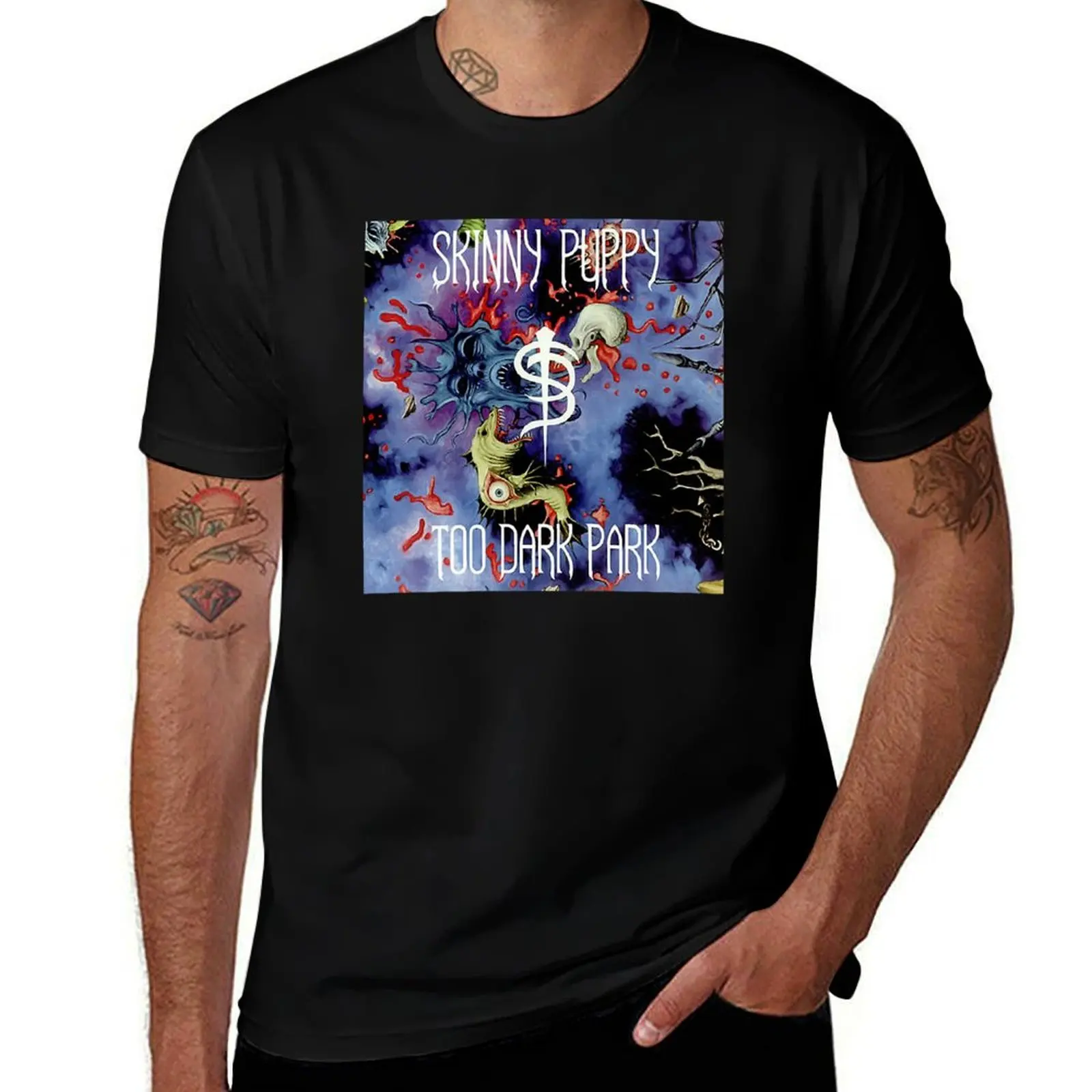 

Skinny Puppy Band T-Shirt blue archive custom t shirt Short sleeve tee men graphic t shirts