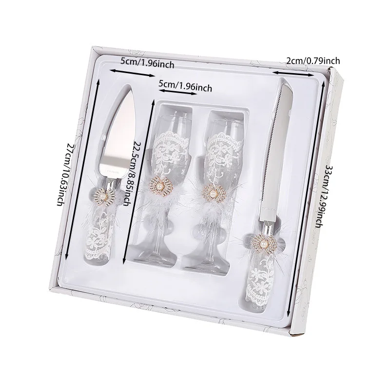 Bruiloft vierdelige set servies en glazen beker voor bruid en bruidegom Bruiloftsbenodigdheden voor banketten