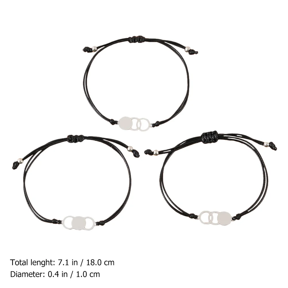 

3pcs Stainless Steel Woven Bracelet Minimalist Rope For Women Family Gift Set Thanksgiving Mother'S Day Christmas Jewelry