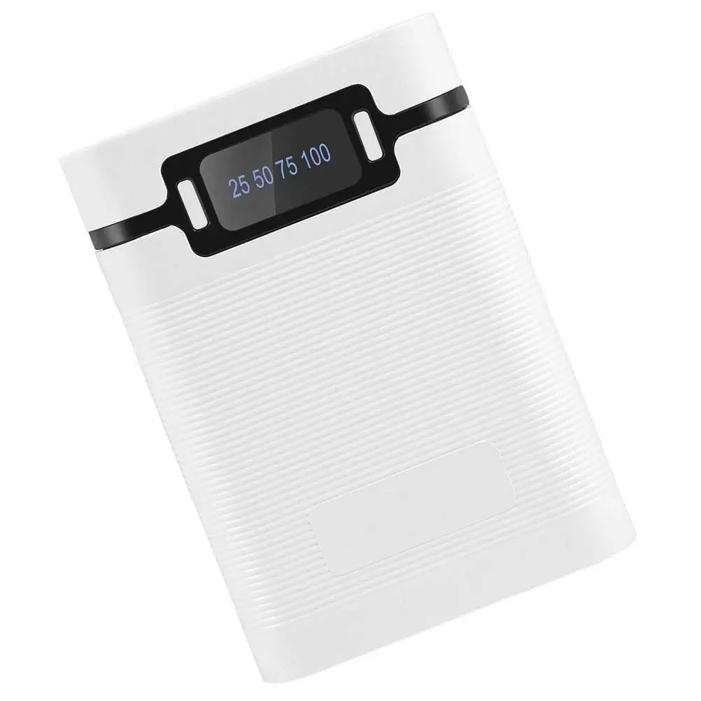 

Dual USB Box 4x 18650 Batteries Fast Charging Portable White Power Bank Case DIY Phone Accessory