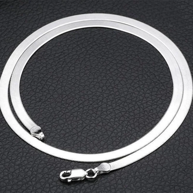 925 Sterling Silver Thin Leaf Chain Necklace for Men Women Luxury Wedding Party Jewelry Holiday Gifts 4MM
