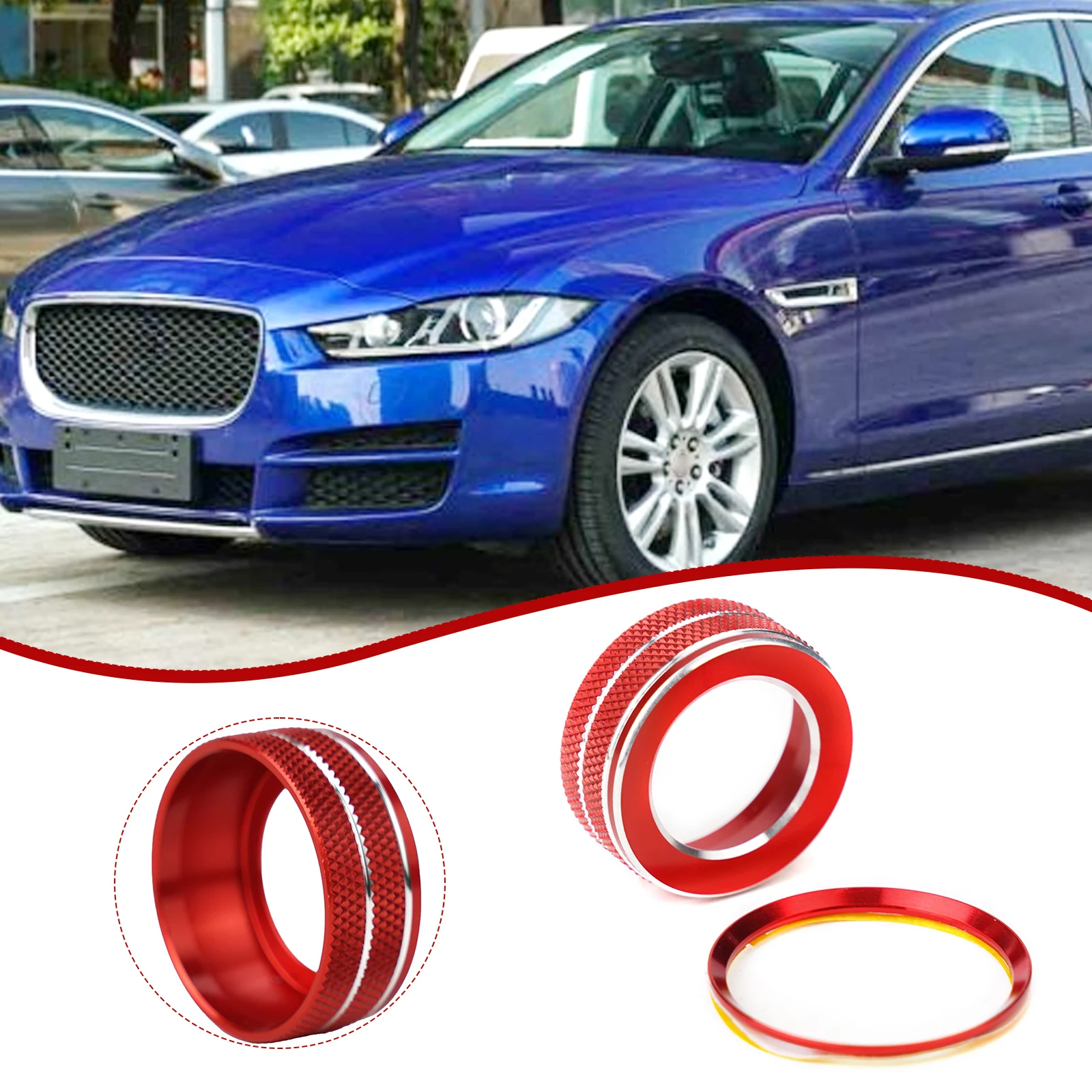 Decor Ring Trim Non-fade Non-rust Set 2pcs For XF XFL F-PACE Red Replacement Round Decorative For Jaguar XE XEL