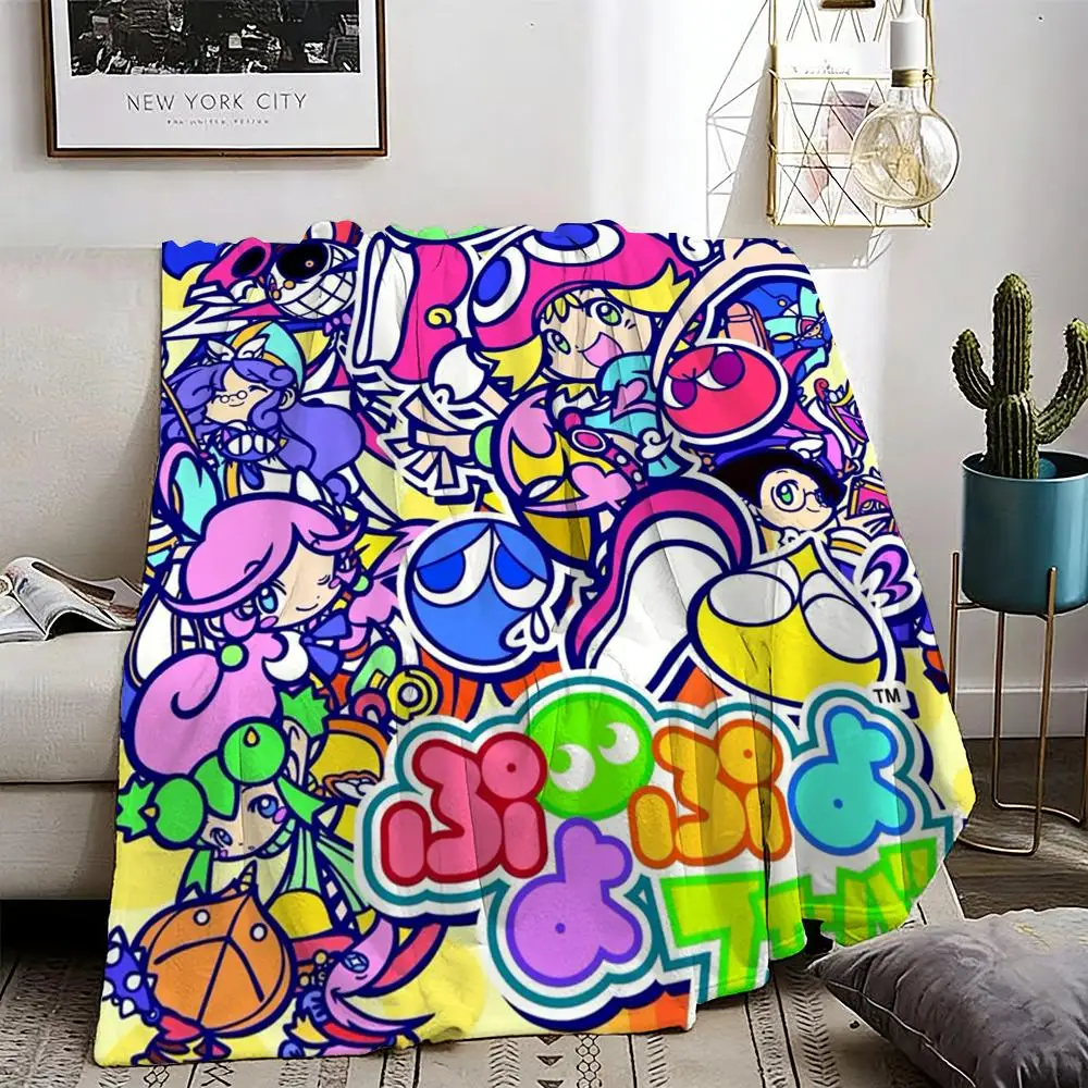 Puyo Pop Fever Throw Lightweight 240g Flannel Blanket Soft Skin-friendly for Summer Cooling