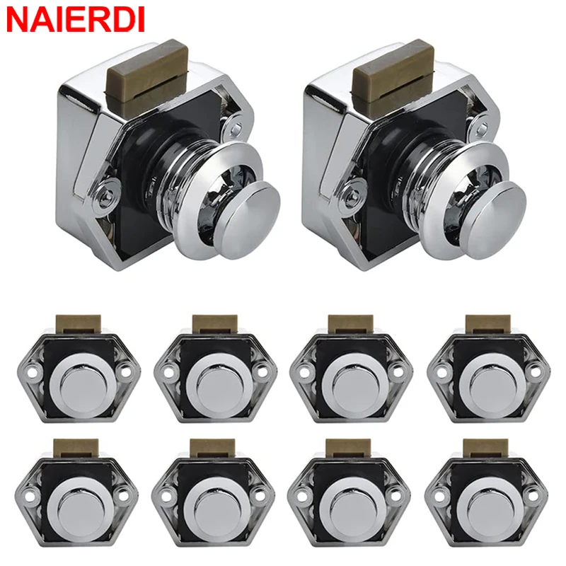 10 Stück NAIERDI Camper Car Push Lock 20 mm RV Wohnwagen Boot Wohnmobil Schrank Schublade Verschlussknopf Schlösser für Möbelbeschläge