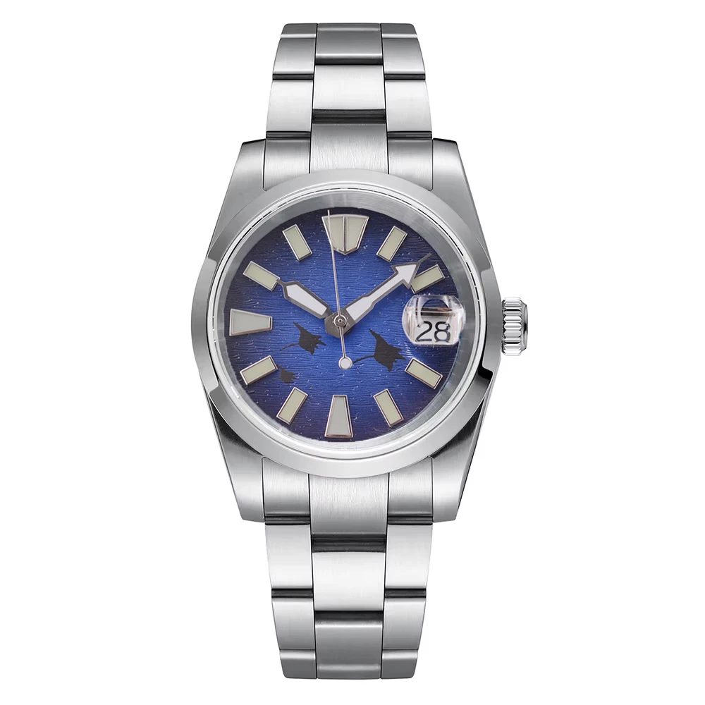 Corgeut NH35 36 มม./39 มม.นาฬิกาอัตโนมัติกันน้ําผู้ชายนาฬิกาสร้อยข้อมือสแตนเลสคริสตัลแซฟไฟร์