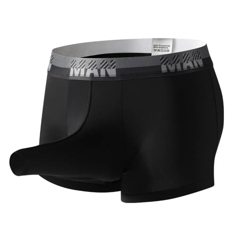 Scrotum Support Underwear Men's Ice Silk Boxer Underwear Wide Waistband Non-slip Shorts Separate Scrotum Support Mesh for Daily