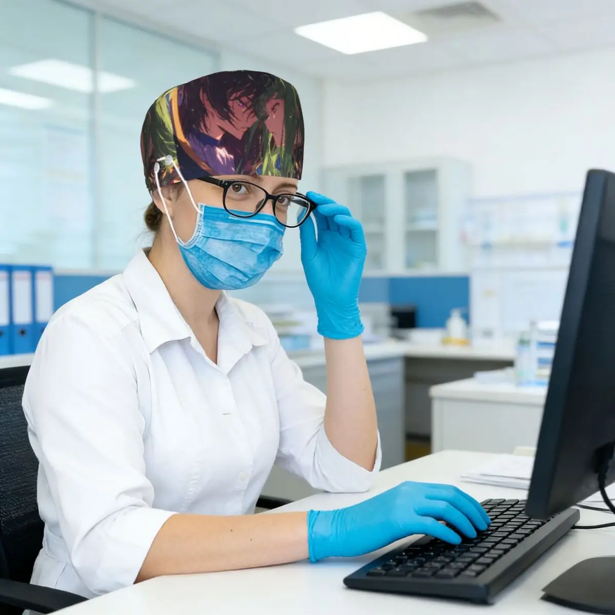 Anime Code Geass Scrub Hat Doctor Working Surgical Cap Men Women Adjustable Nursing Caps for Dentist