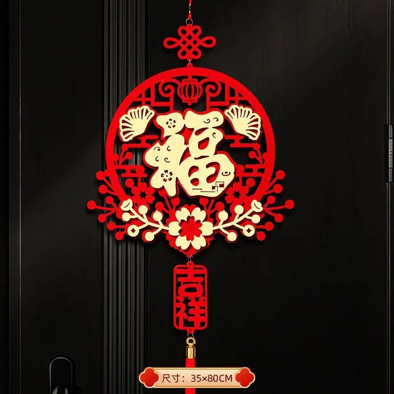 قلادة معلقة كلاسيكية حمراء مع شرابات زخرفة نافذة الباب زينة مهرجان قلادة كبيرة ديكور أحمر السنة الصينية الجديدة ديكو
