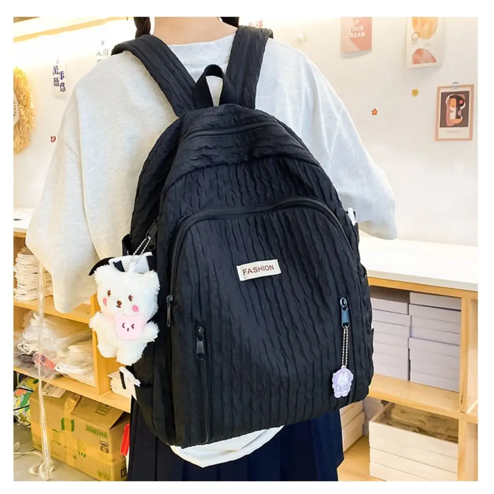 Cute Soft Material Girls Schoolbags Black White Blue High School Size Boys Backpacks Large Capacity Backpack For Boys