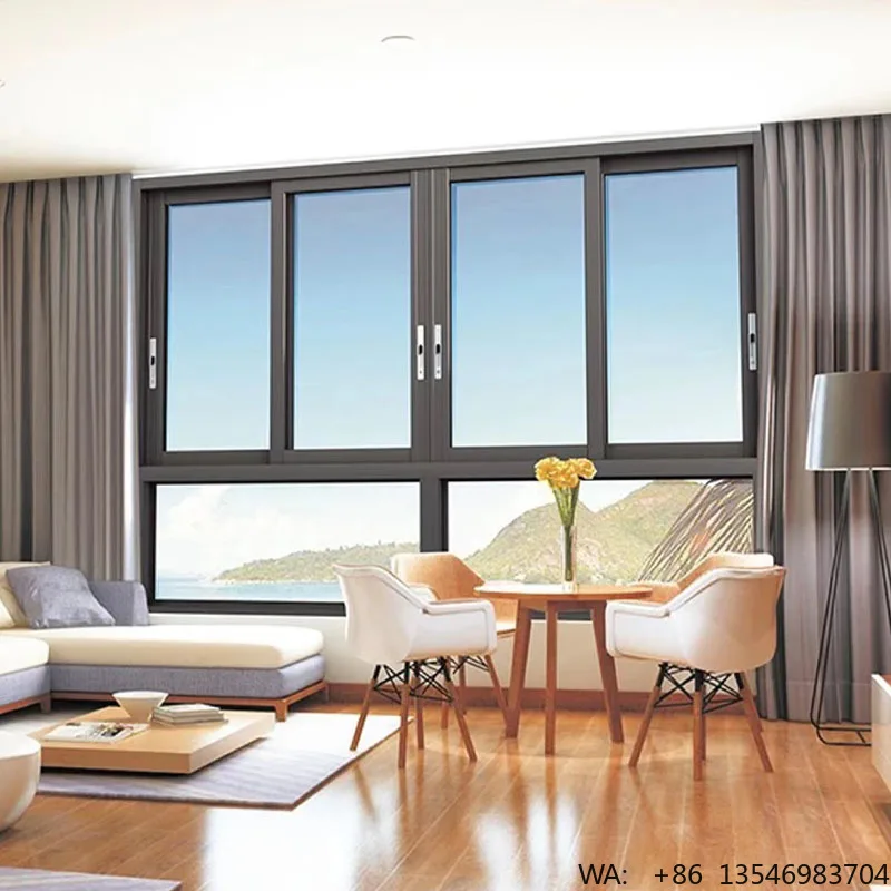 

Latest Horizontal Anti-Theft Double Glazed Aluminum Alloy Sliding Window Frame Design with Germany Brand Hardware