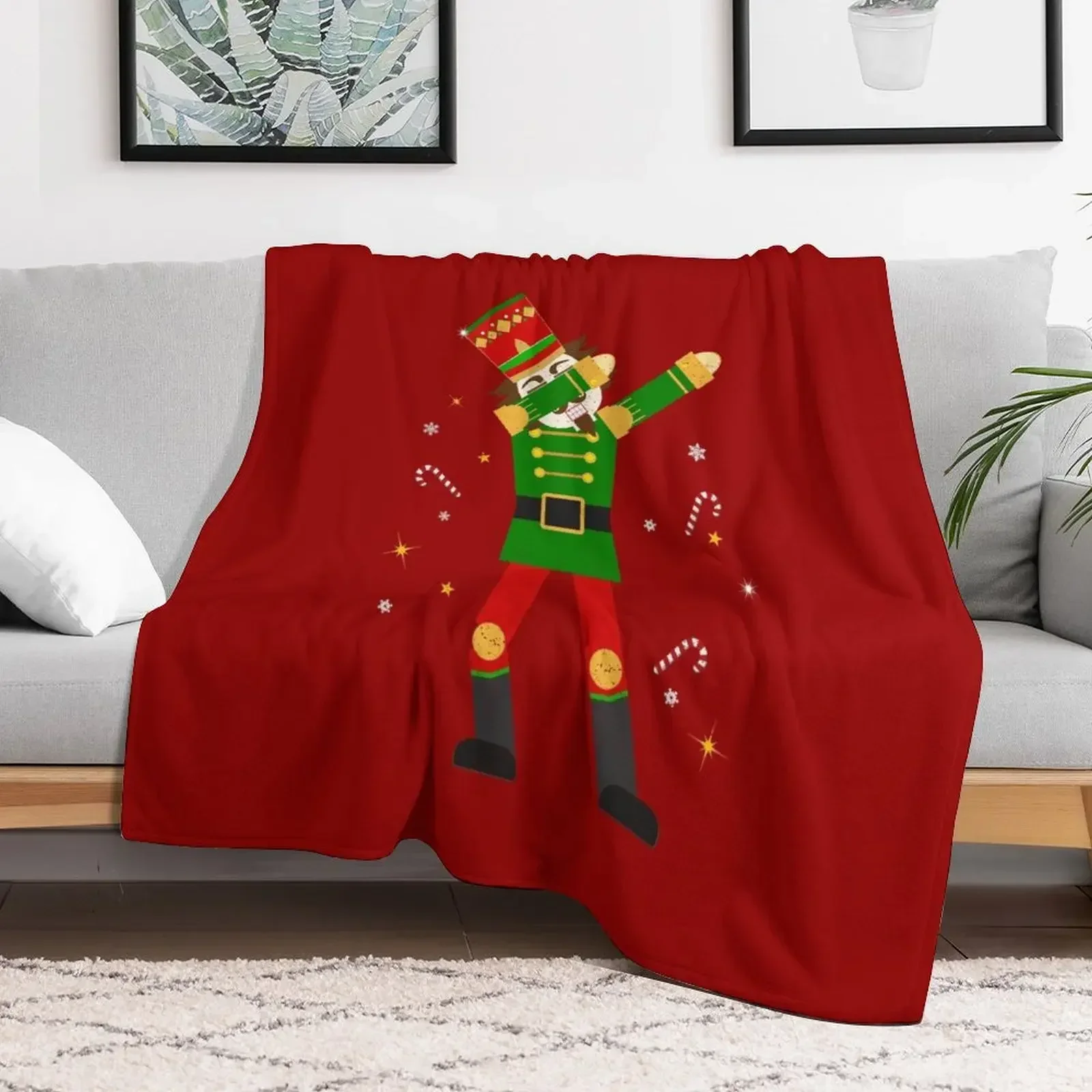 Nutcracker Dabbing Candy Canes Christmas Dab Funny Christmas Holiday Gift Throw Blanket Warm Retros Blankets