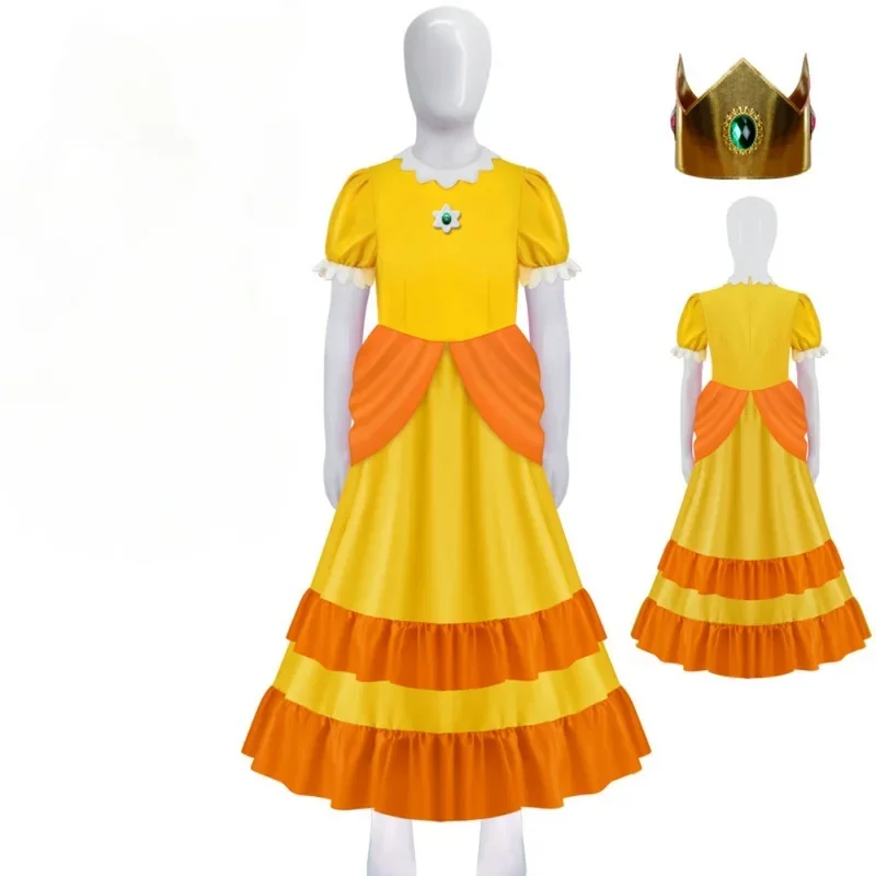 Disfraz de princesa Peach para mujer, vestido rosa, peluca, accesorios, conjunto completo, juego de Anime, juego de rol, traje de fiesta de Halloween