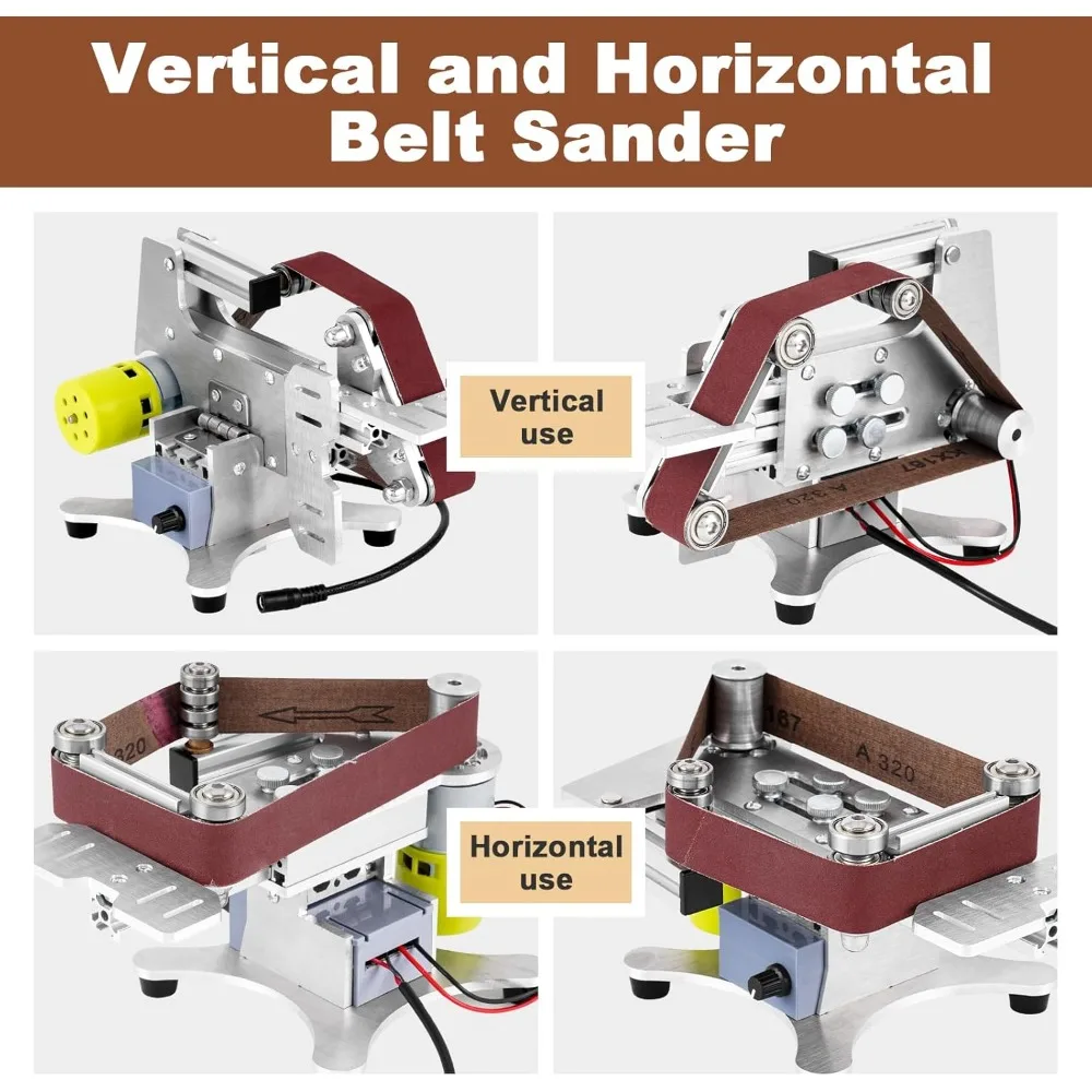 Electric Belt Sander Knife Sharpener 1.2 x 21-Inch with Variable Speed Control, Benchtop Sanding Belt Machine Diy Grinding Polis
