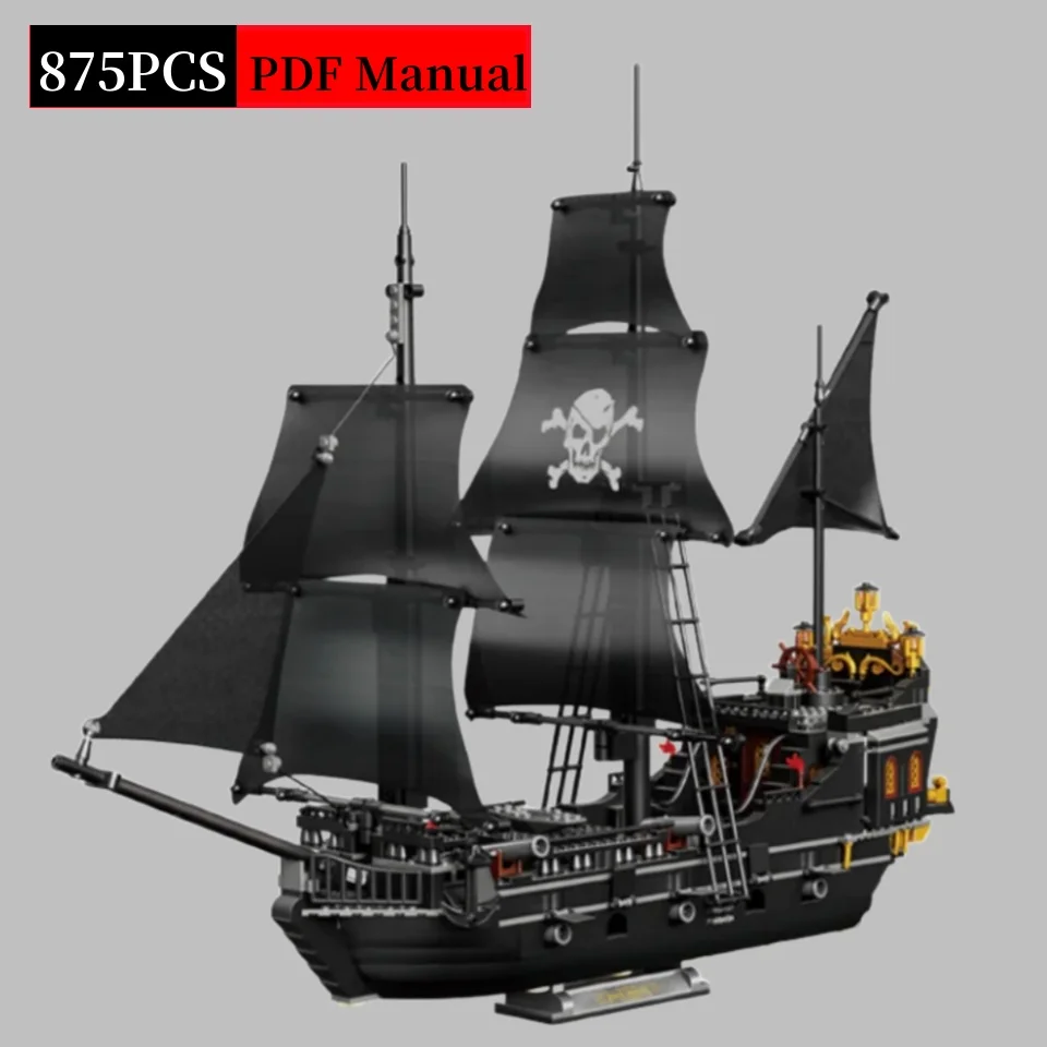

875PCS MOC Black Pearl Caribbean Pirate Warship Sailboat Technology Bricks Birthday Christmas Holiday DIY Gift Adult Toys