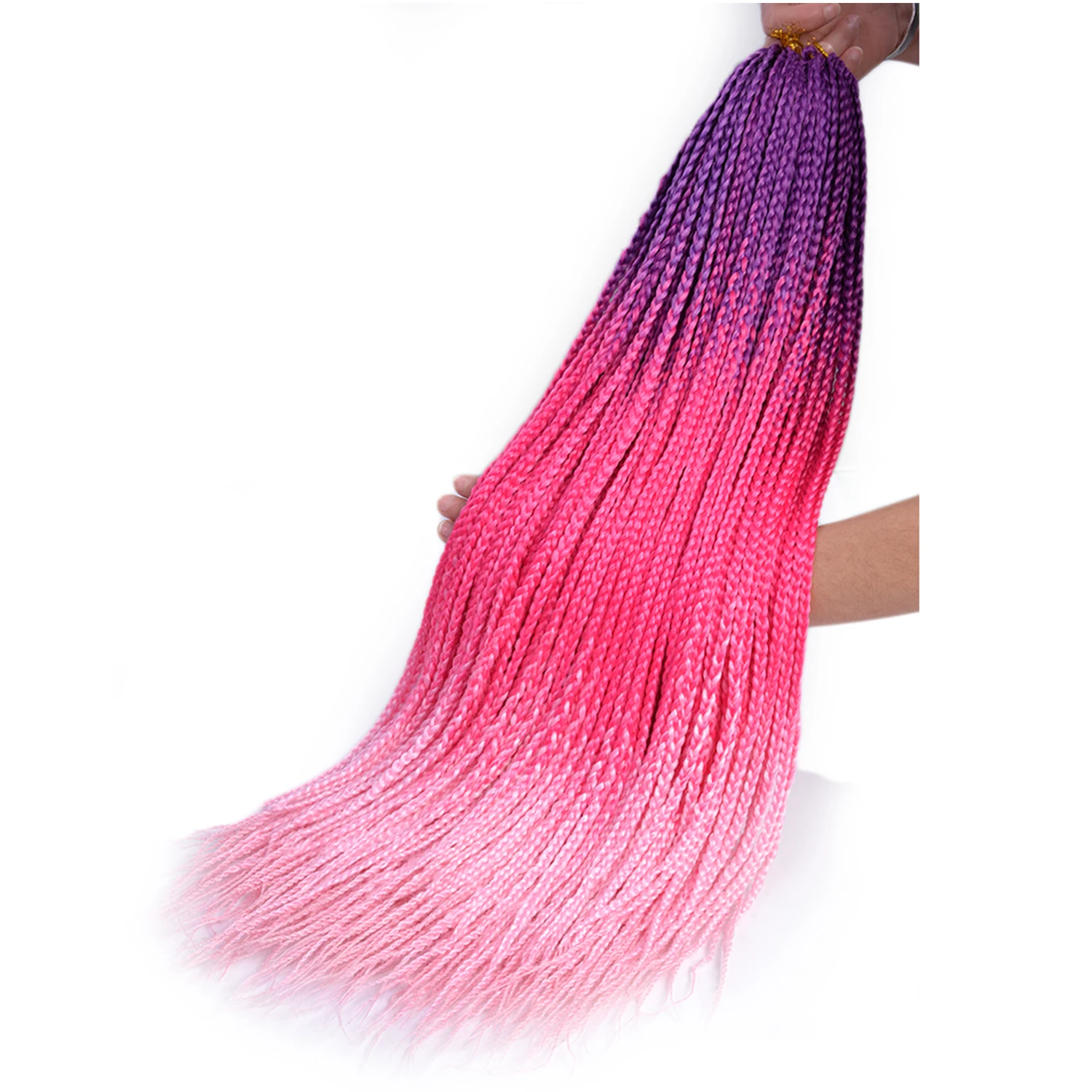 24 Inch Synthetic Box Braids Hair Extensions Crochet Hair Ombre Color Handmade Hair Strand Braid For African Women 22 Roots 18''