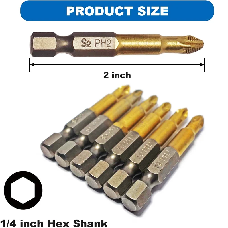 10 pezzi S2 punte per cacciavite magnetico Multitool strumento di riparazione per punte da trapano antiscivolo punta per cacciavite PH2 per trapano avvitatore elettrico