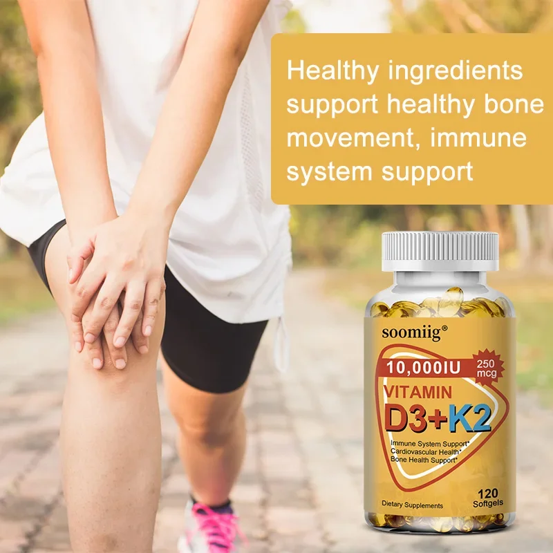 D3+K2 Supplement - 1000IU (250mcg) Joint, Bone, Cardiovascular & Immune Health, Non-GMO, Easy-to-Swallow Vitamin D & K Complex