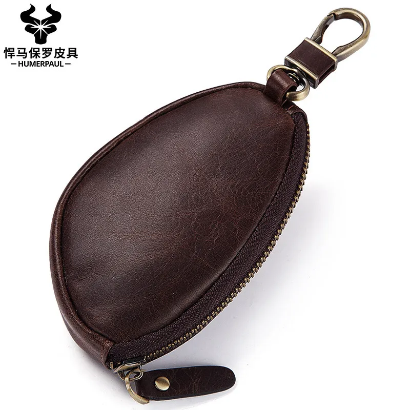 High quality genuine leather car key bag, fashionable and casual key bag, first layer cowhide key chain zipper coin purse
