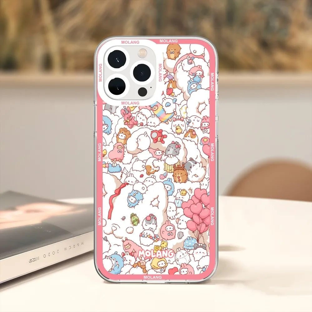 Etui na telefon Cartoon M-Molangs do iPhone'a 11 12 Mini 13 14 15 Pro Max przezroczysta obudowa