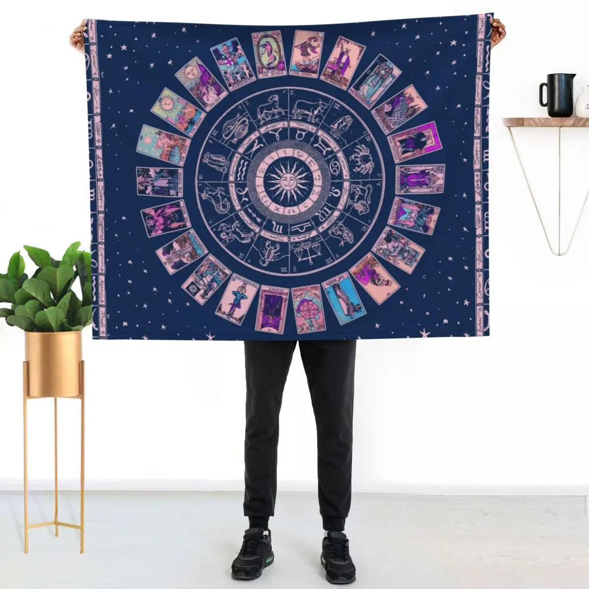 Pastel Goth Zodiac, Astrology Chart & the Major Arcana Tarot Throw Blanket For Decorative Sofa Single Flannels Blankets