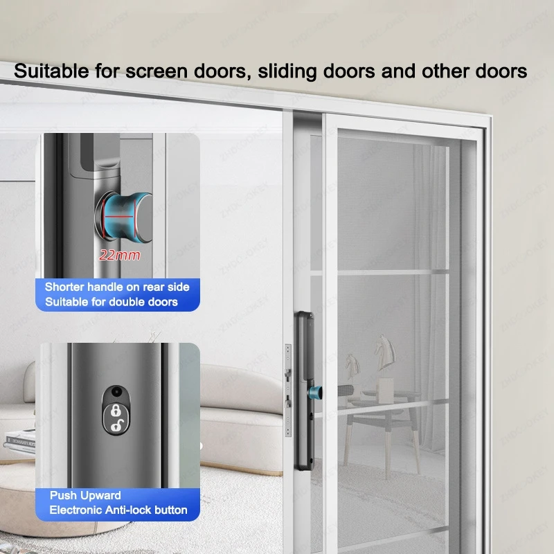 Smart Door Lock With Fingerprint/Password/IC Card/Key/Unlock Compatible With TTlock Application And Suitable For Sliding Doors - view 4