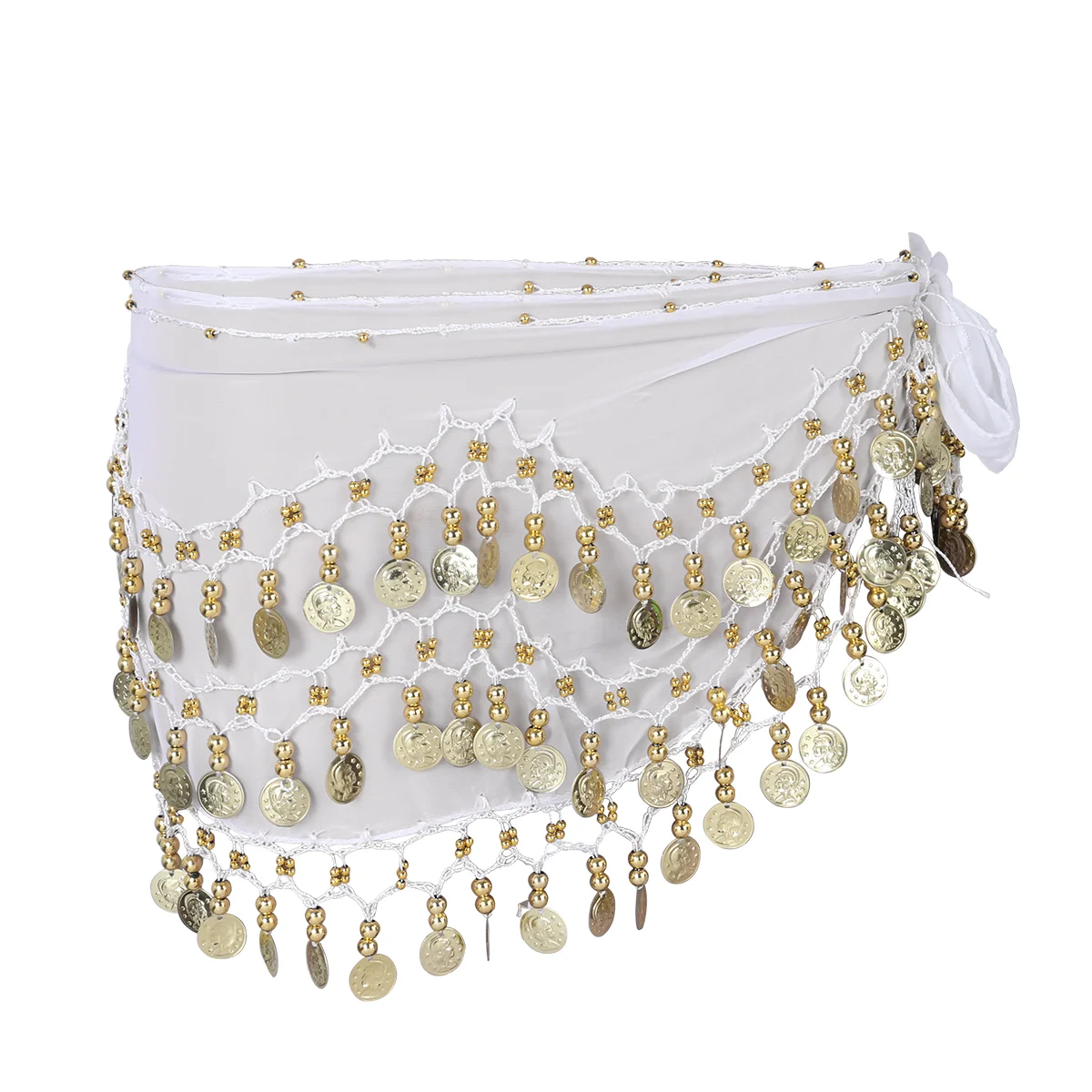 

Coin Skirts for Belly Dancing White Corset Scarf Necklace Black Woman