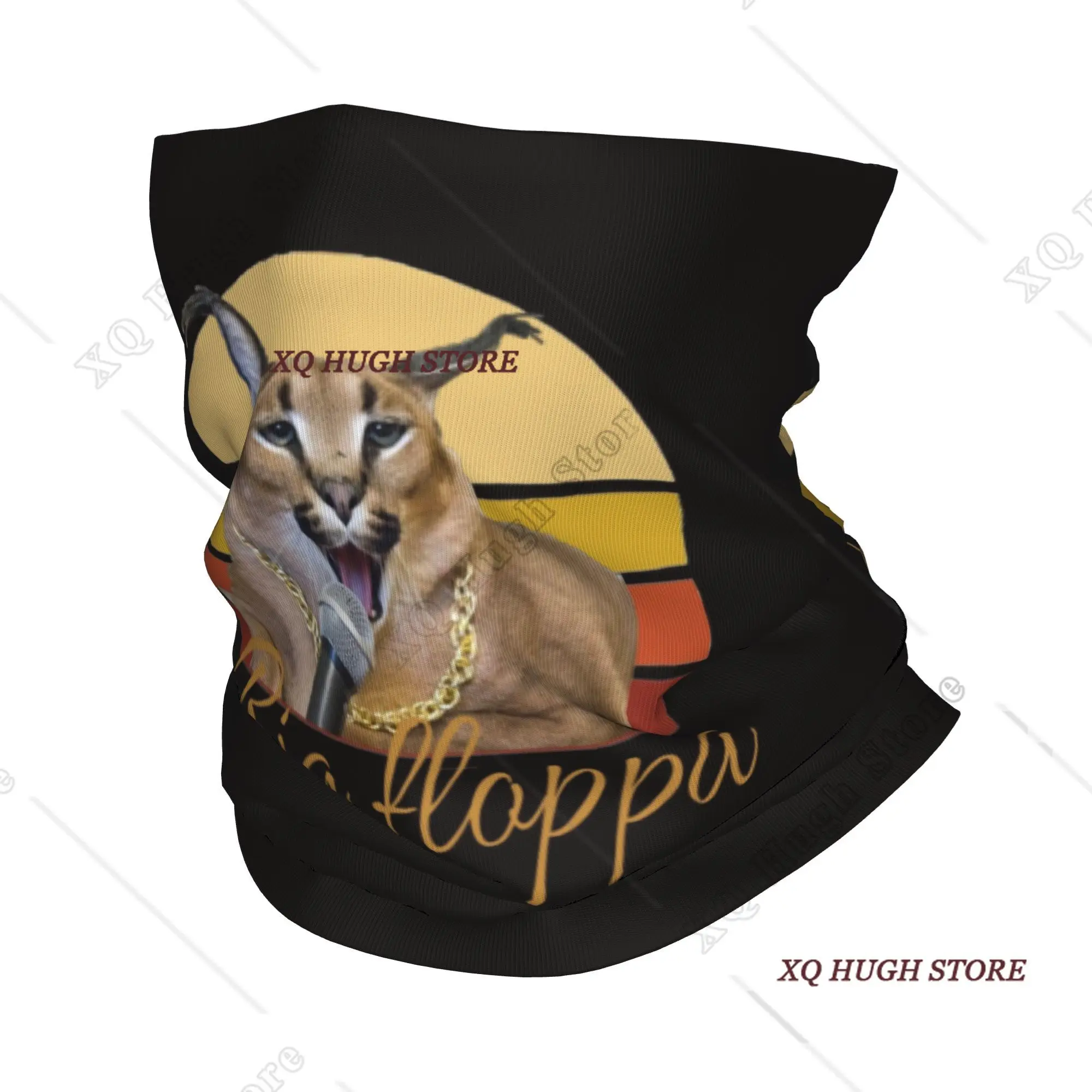 Custom Big Floppa Bandana Neck Warmer Women Men Winter Ski Hiking Scarf Gaiter Caracal Cat Face Cover