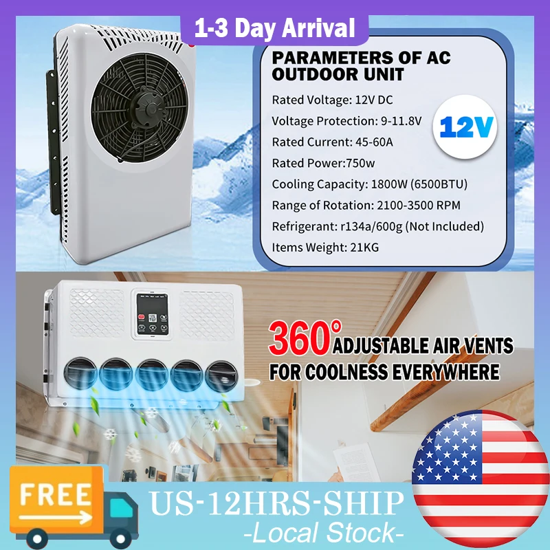 Treeligo 10500BTU 12V Car Cooling Air Conditioner New Electrical Split Air AC Unit For RV Truck Tractors Van Motorhome Camper