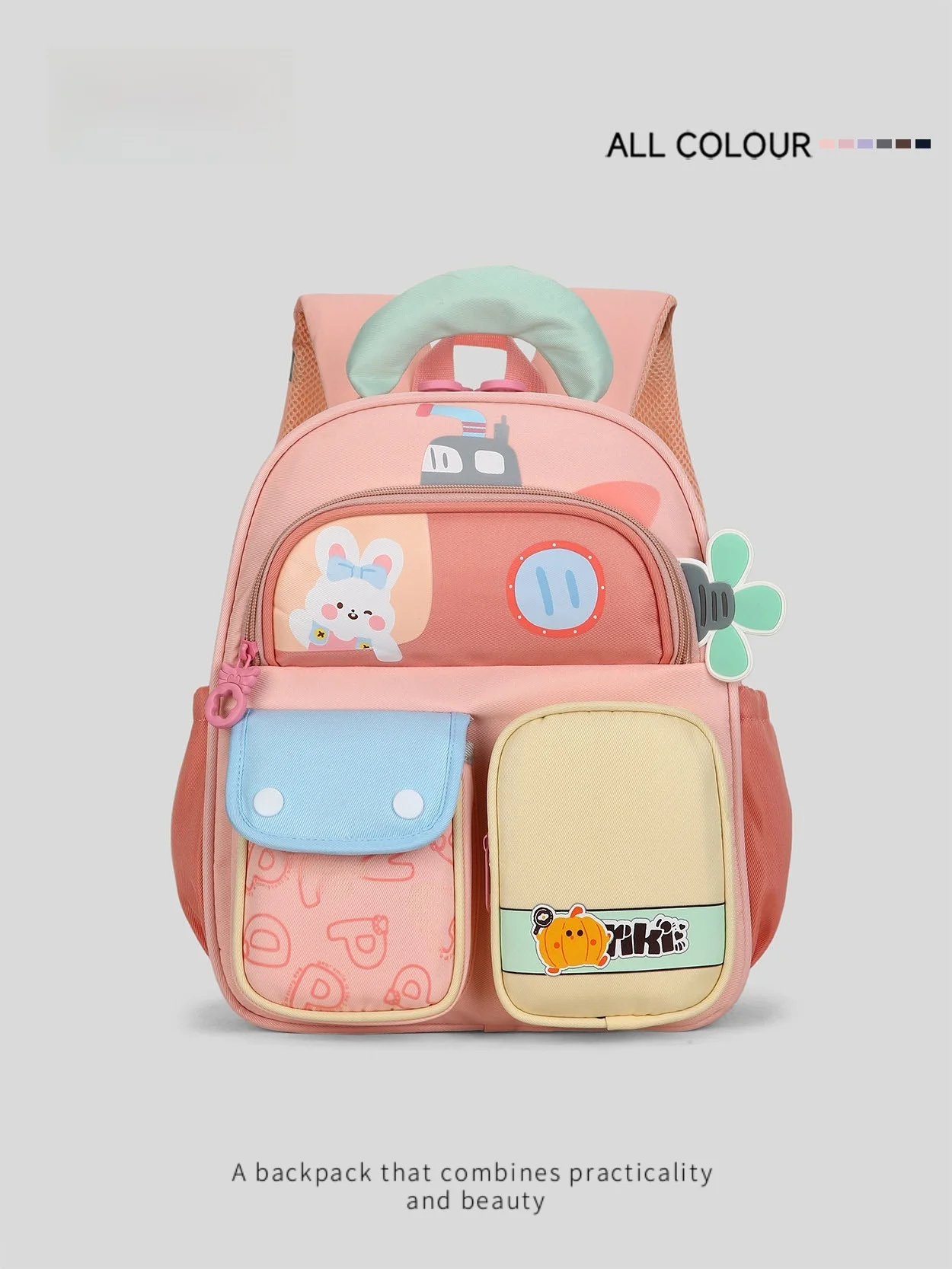 adorable-cartoon-children's-backpack-lightweight-travel-school-bag-for-girls-kids-vest-bag-medium-waterproof-zipper-closure