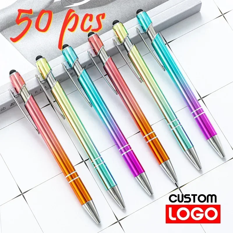 

50pcs Metal Ballpoint Pen Office School Advertising Pen Touch Screen Pen Custom Logo Text Engraving Laser Engraving Custom Pen