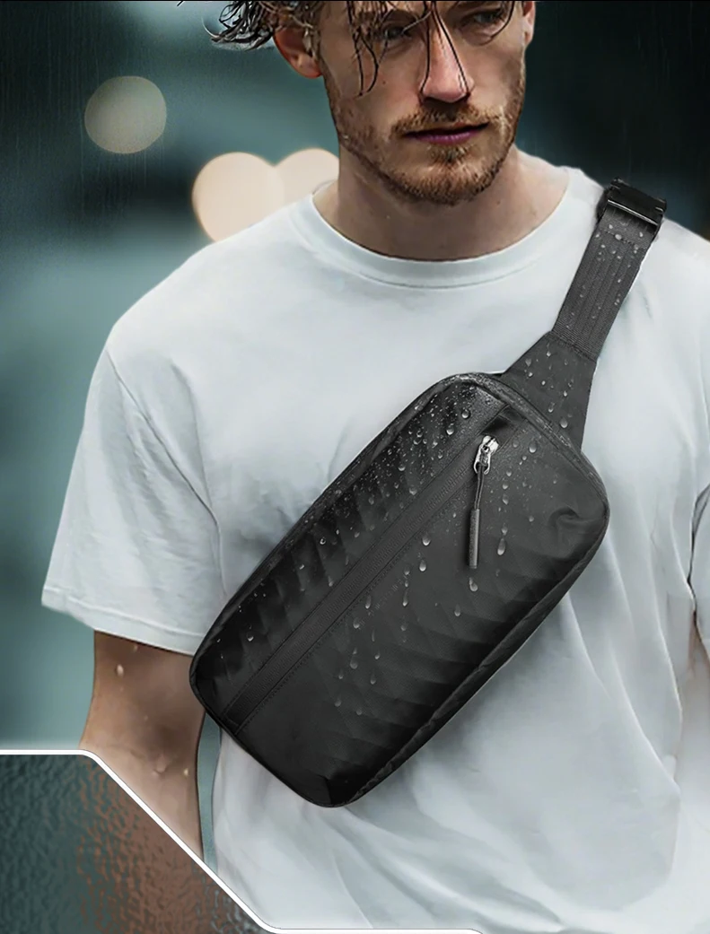 Heroic Knight Kleine Umhängetasche für Herren, leicht, wasserdicht, X-Pac-Stoff, Brust-Umhängetasche, lässig, Sport, Wandern, Hüfttasche – Detail 5