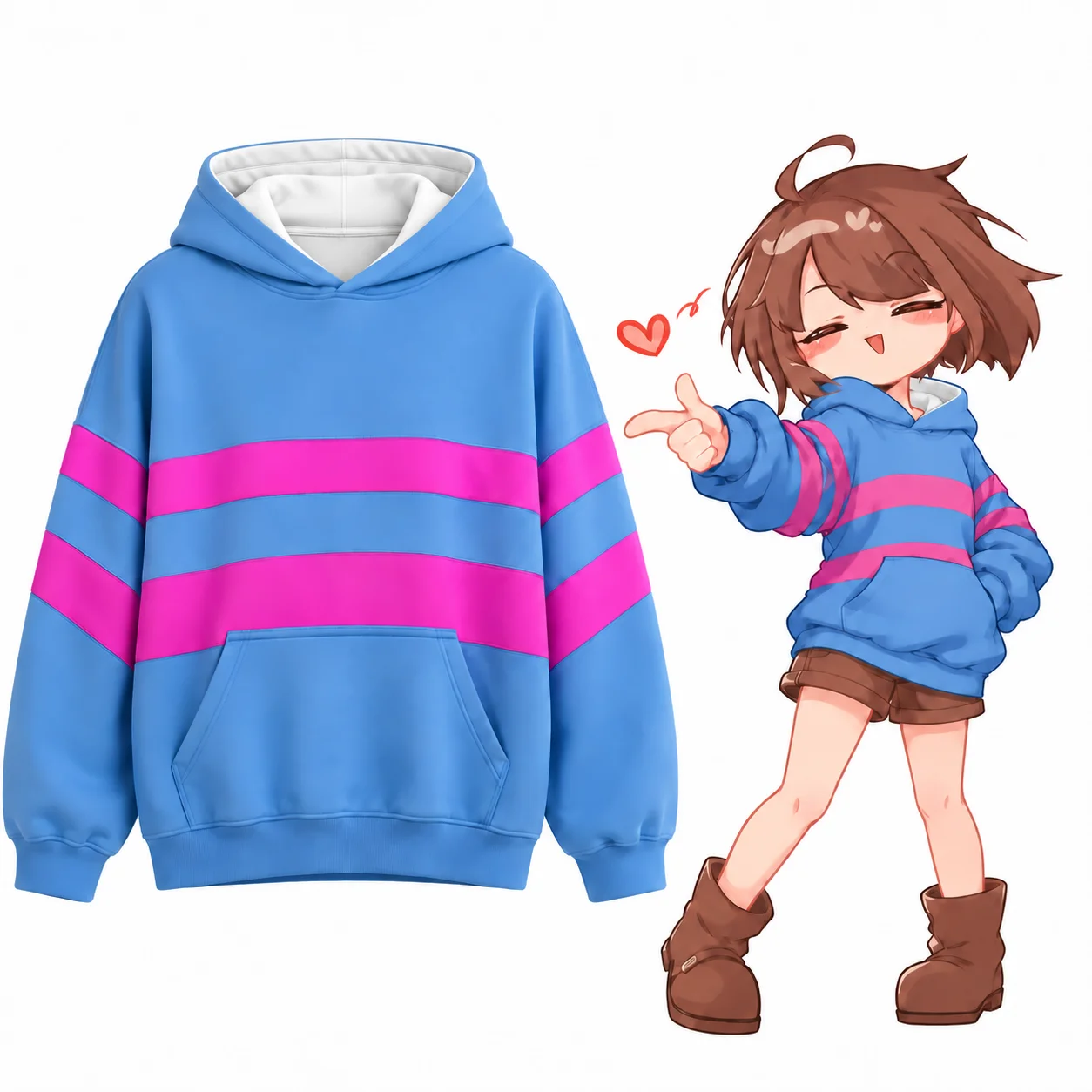 Undertale Frisk Chara Hoodie Anime Game Fans 3D Printed Pullover Long Sleeve Casual Outdoor Fashion Kids Streetwear Clothing