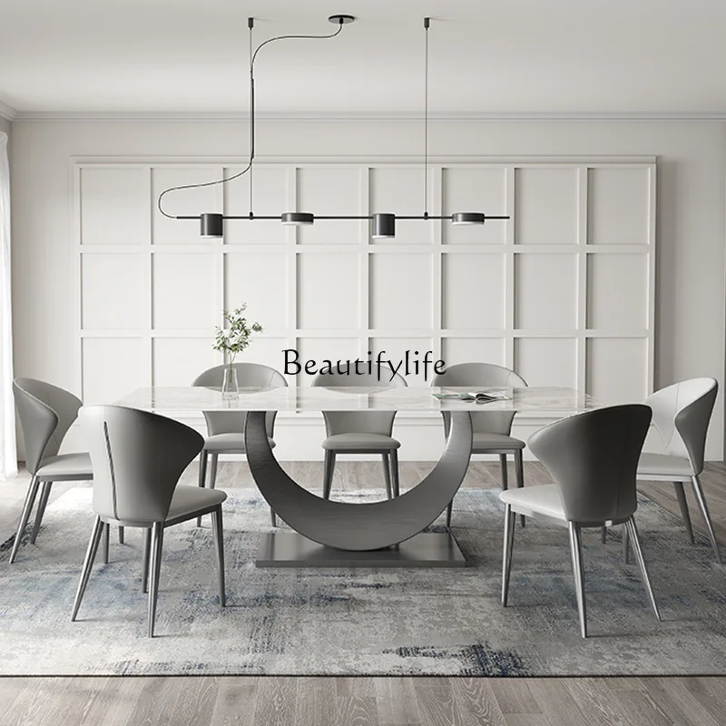 X59 طاولة طعام إيطالية بسيطة بحجم شقة طاولة طعام فاخرة وحديثة وبسيطة #2