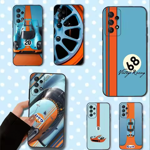 Star G-Gulf Ra-cing Car Phone Case For Samsung Galaxy A13,A21s,A22,A31,A32,A52,A53,A71,A80,Soft Black Shell