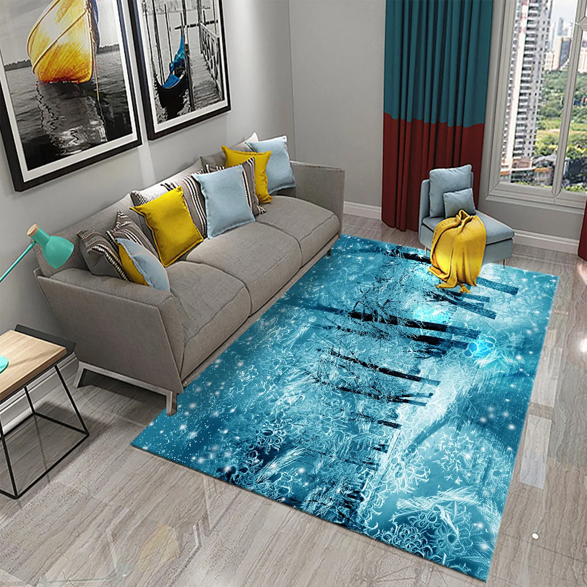 Christmas Snowflake Theme Carpet Living Room Bedroom Decor Carpet Bathroom Non-slip Floor Area Mats Home Corridor Decor Carpet