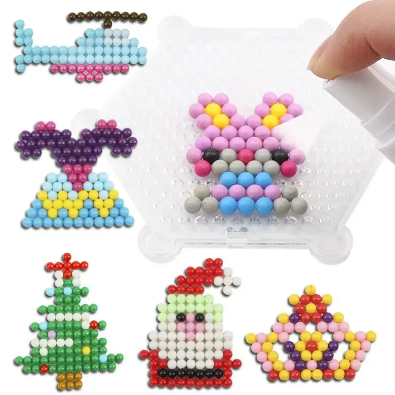 Montessori Refill Beads Puzzles Crystal DIY Water Spray Ball Games 3D Handmade Magic Water Fuse Beads Toys Set with Accessories