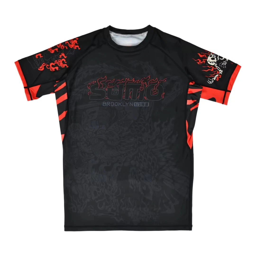 Men's MMA Rash Guard Japan Style Megadeth Farewell Fire Breathable Athletic T-Shirt Summer Casual Training Fightwear Top Kids