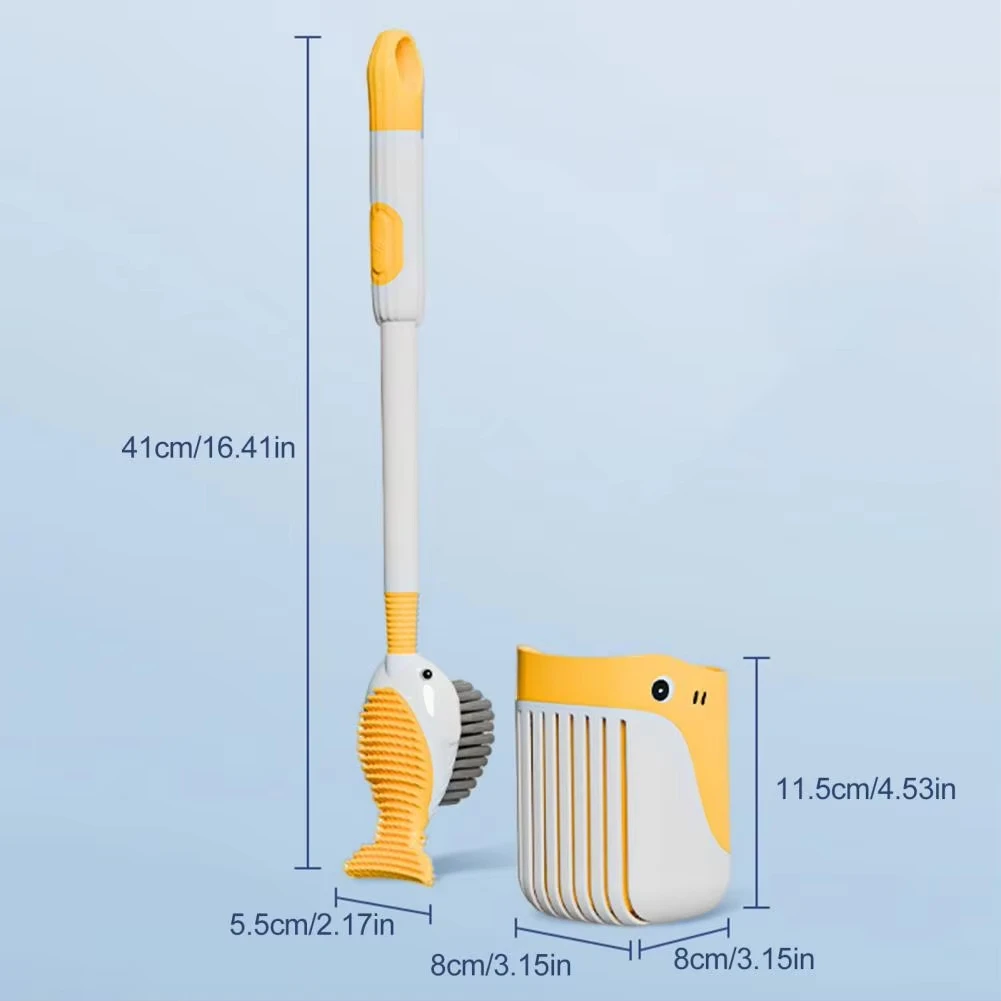 Squirt Whale Toilet Brush 360-Degree Cleaning Brush with Silicone Head Hanging Hole Design Wall-mounted Toilet Brush