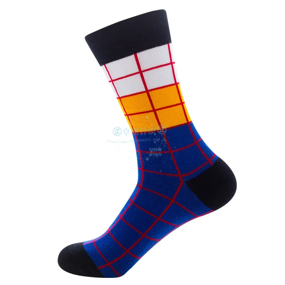 Red, yellow, Gray Grid, Luo Kou dark green vertical bar, pink vertical bar, blue vertical bar men and women socks  ZQ-002