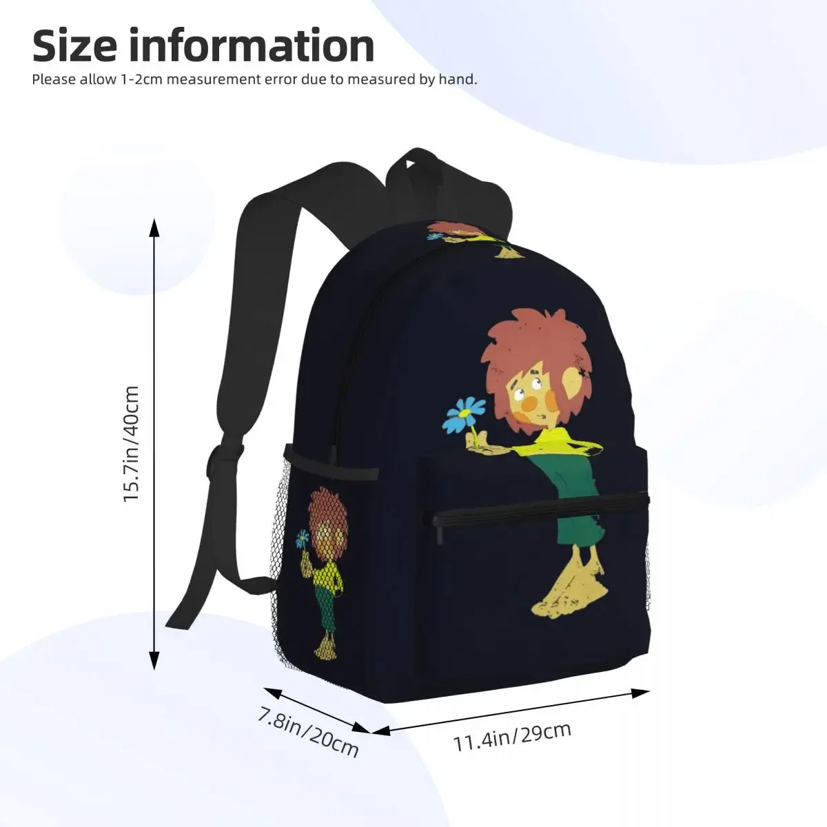 Pumuckl Blume Figur 1983 Student Backpack School Bag Hiking Travel Daypack for Men Women Fashion Bookbag Shoulder Bags