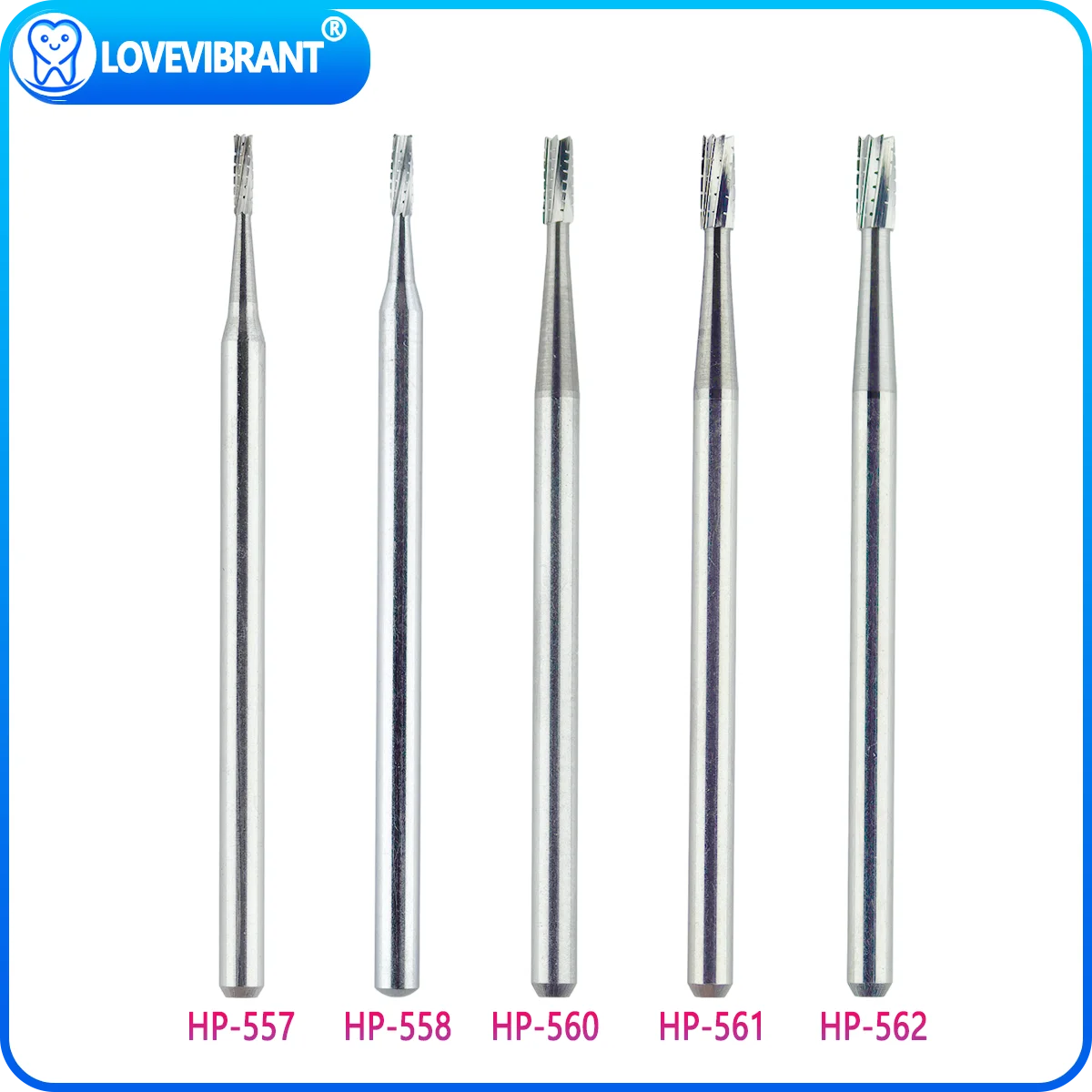 Dental Drill Tungsten Carbide Burs Straight Fissure Head HP Higher Quality for Straight Nose Cone Handpiece Dia 2.35mm 5Pcs/Box