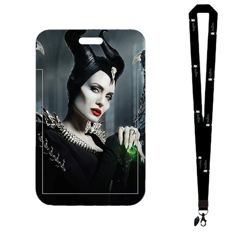 Disney Villains Maleficent ID Badge Holder Lanyards Women Door Card Holders Neck Strap Keychain Credential Gift for Girls