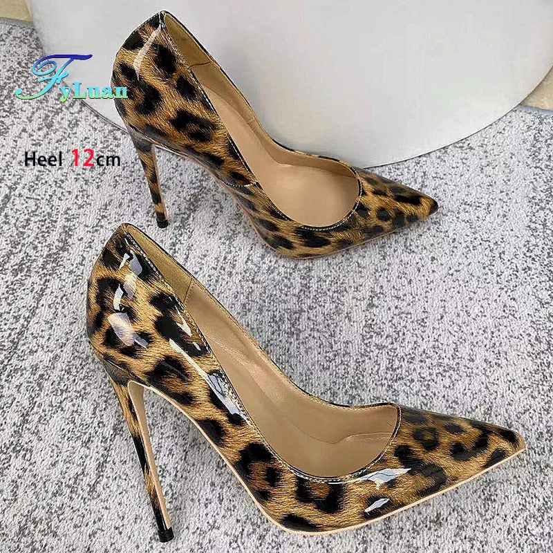 

8-12CM Women Leopard High Heels Plus Size 45 Summer Pointed Office Single Shoes Europe and America Outdoors Walking Woman Pumps