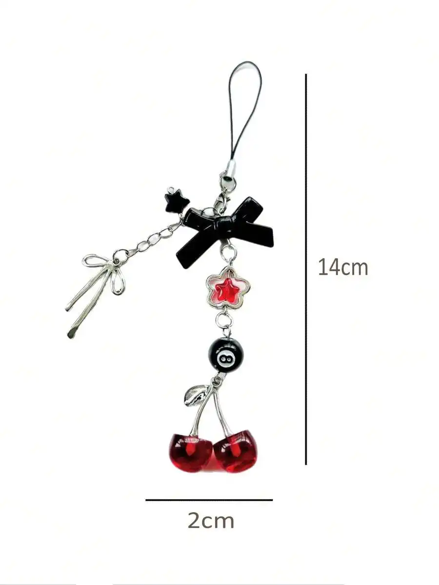 

Y2K Cherry Bow Phone Lanyard Charm For Adults, Kawaii Style Camera Strap Accessory