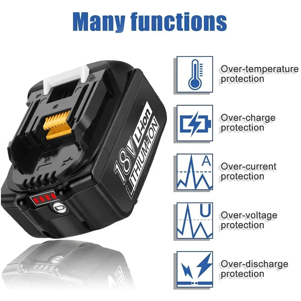 Imagem -04 - Bateria de Substituição de Íon de Lítio para Makita 100 Compatível 18v 6ah 18650 Lxt Bl1850 Bl1860b Bl1860 Dhp48